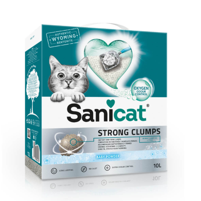 Sanicat Strong Clumps Baby Powder grudvajući pijesak za mačke 10 lit