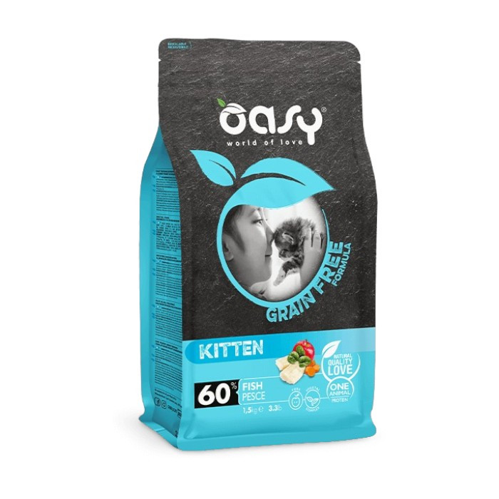 OASY Grain Free Kitten Fish - riba suha hrana bez žitarica za mačiće 7,5kg