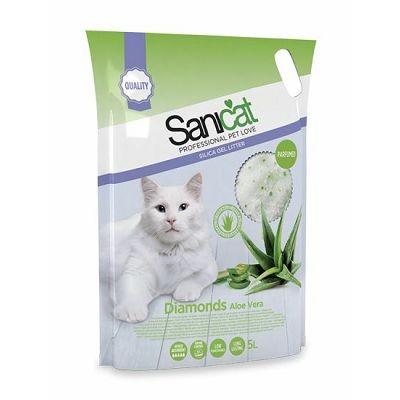 Sanicat Professional Silica Diamonds Aloe Vera - silikonski pijesak za mačke 5 lit